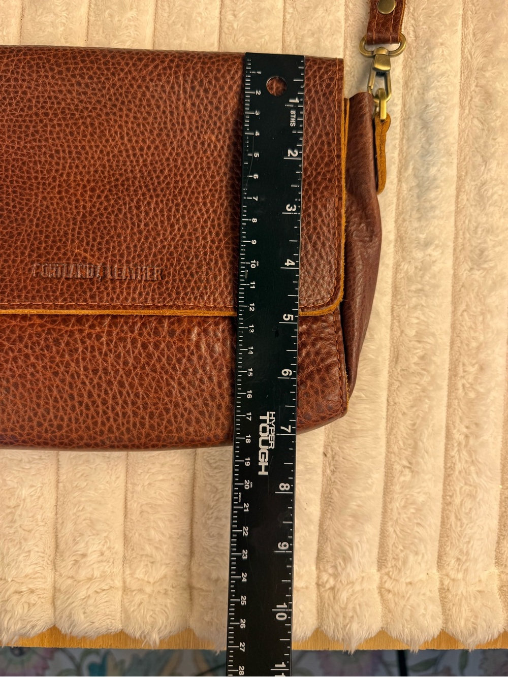 Portland Leather Chestnut Brown Pebbled Leather Crossbody - Picture 10 of 11